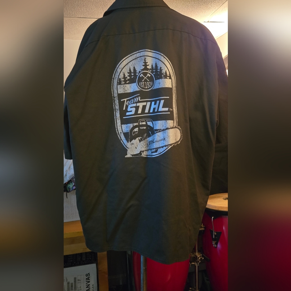 Men's stihl button up short sleeve